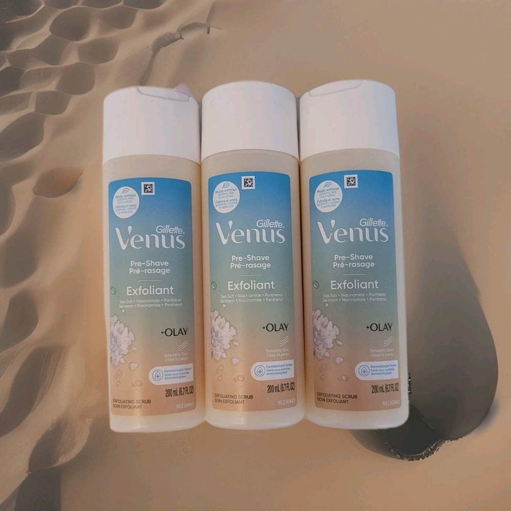 3 Gillette Venus + Olay Pre Shave Exfoliant Sea Salt Smooths Skin 6.7oz Each